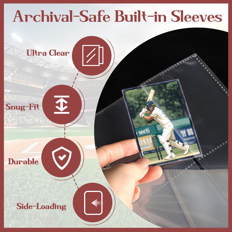 POKONBOY 900 Pockets Football Card Binder Sleeves for Trading Cards, 9-Pocket Football Card Sleeves Album Holder Protectors for Basketball Baseball Sports Cards - Image 4
